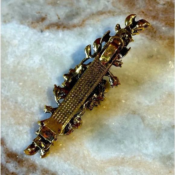 Amethyst Dark Purple, AB Floral Crystal Rhinestone Medium Barrette Hair Clip - Picture 5 of 6